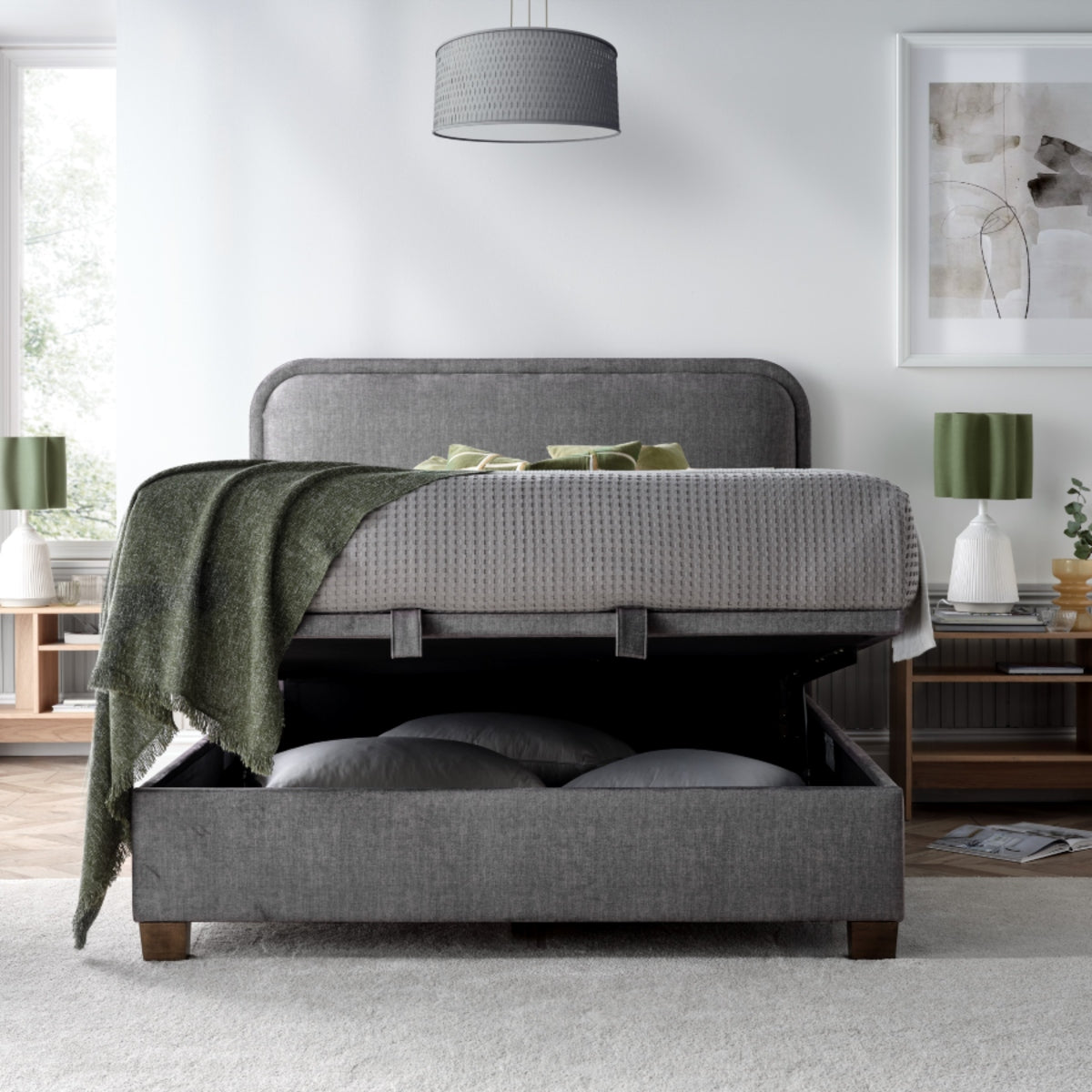 2026 Caspian Ottoman Storage Bed in Grey