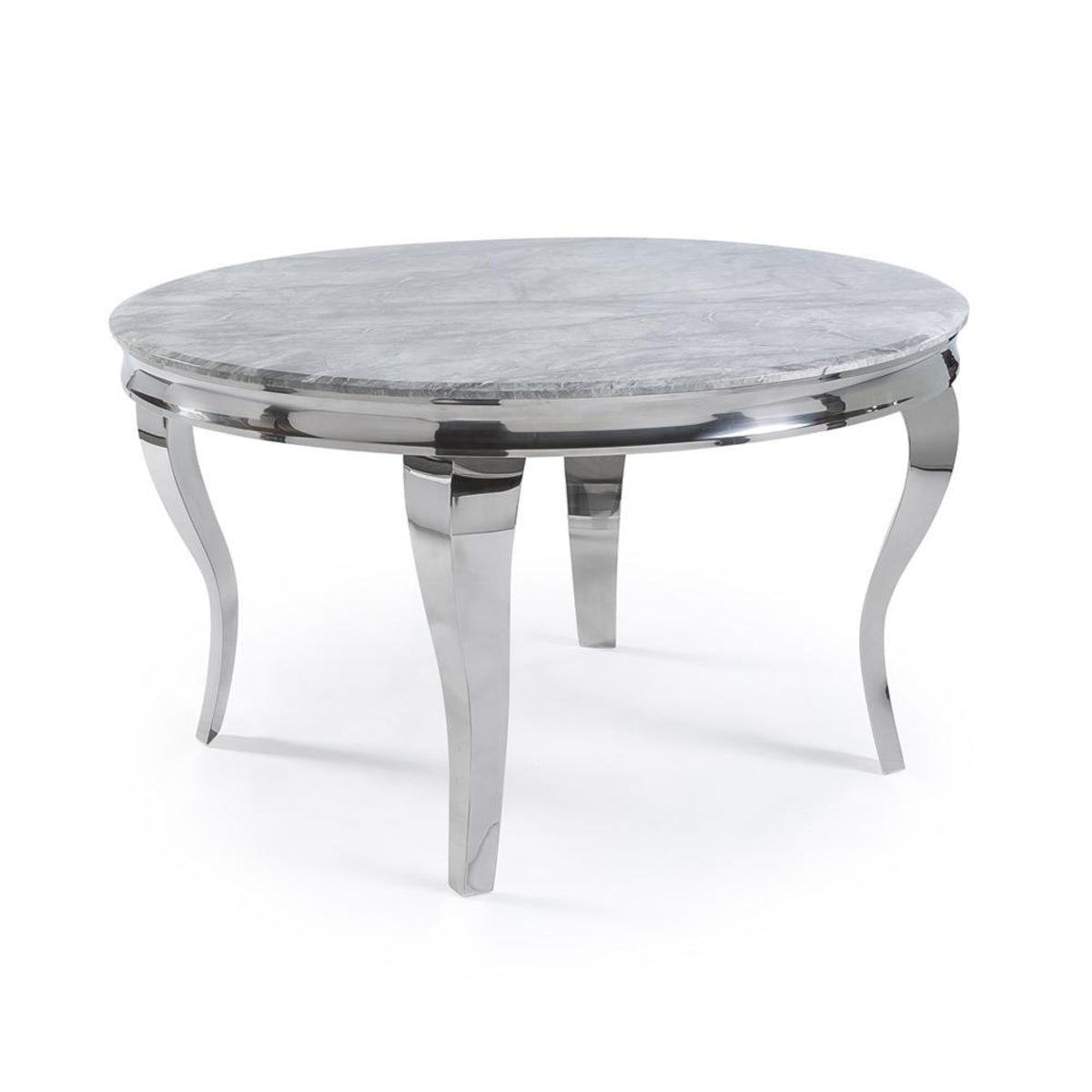 2026 Louis Chrome Dining Table in Light Grey Marble