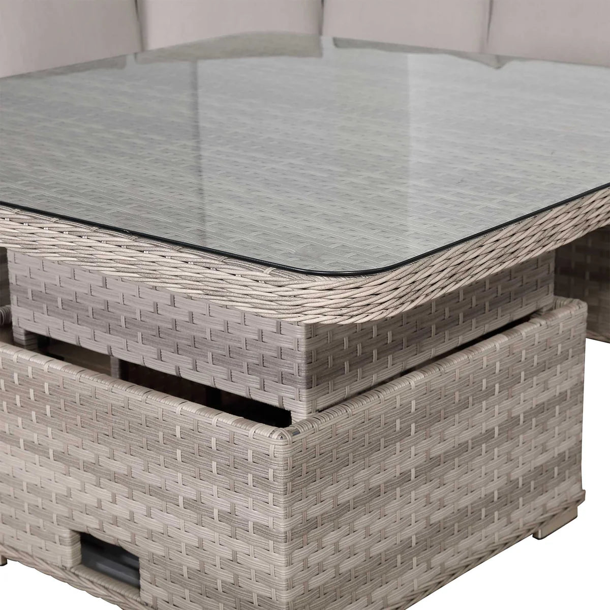 2026 Paris Round Outdoor Corner Sofa Set with Rising Glass top Table Garden Furniture - Nimbus Beds