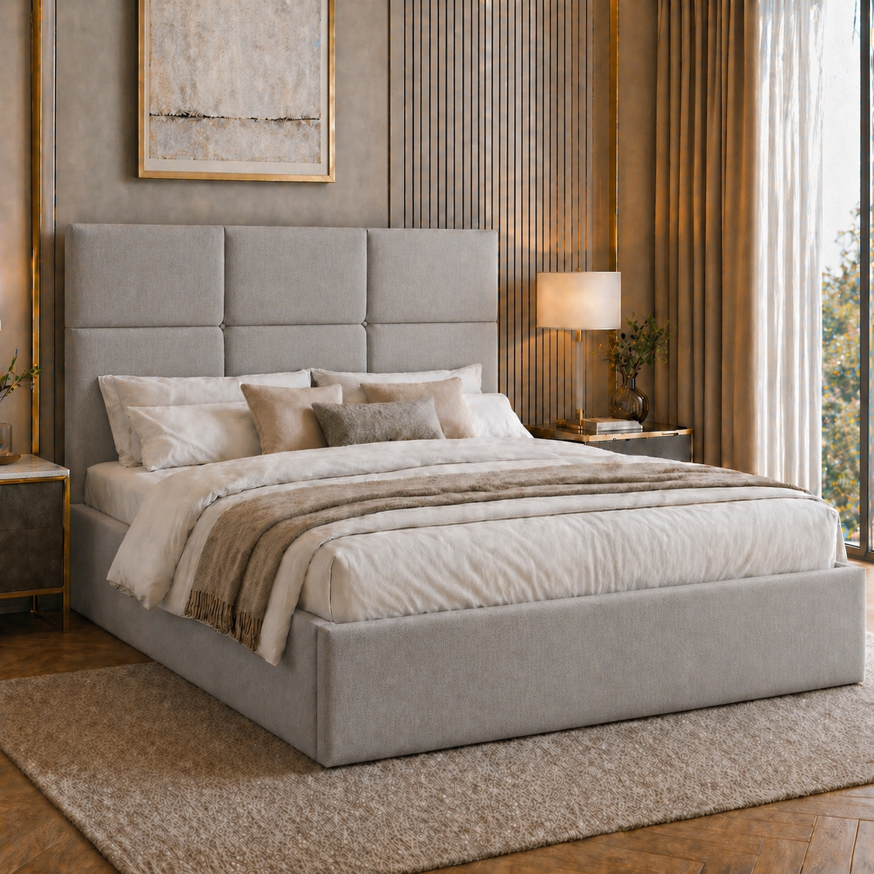 2026 Dorchester Buttoned Fabric Bed Frame with Optional Lift Up Ottoman Storage