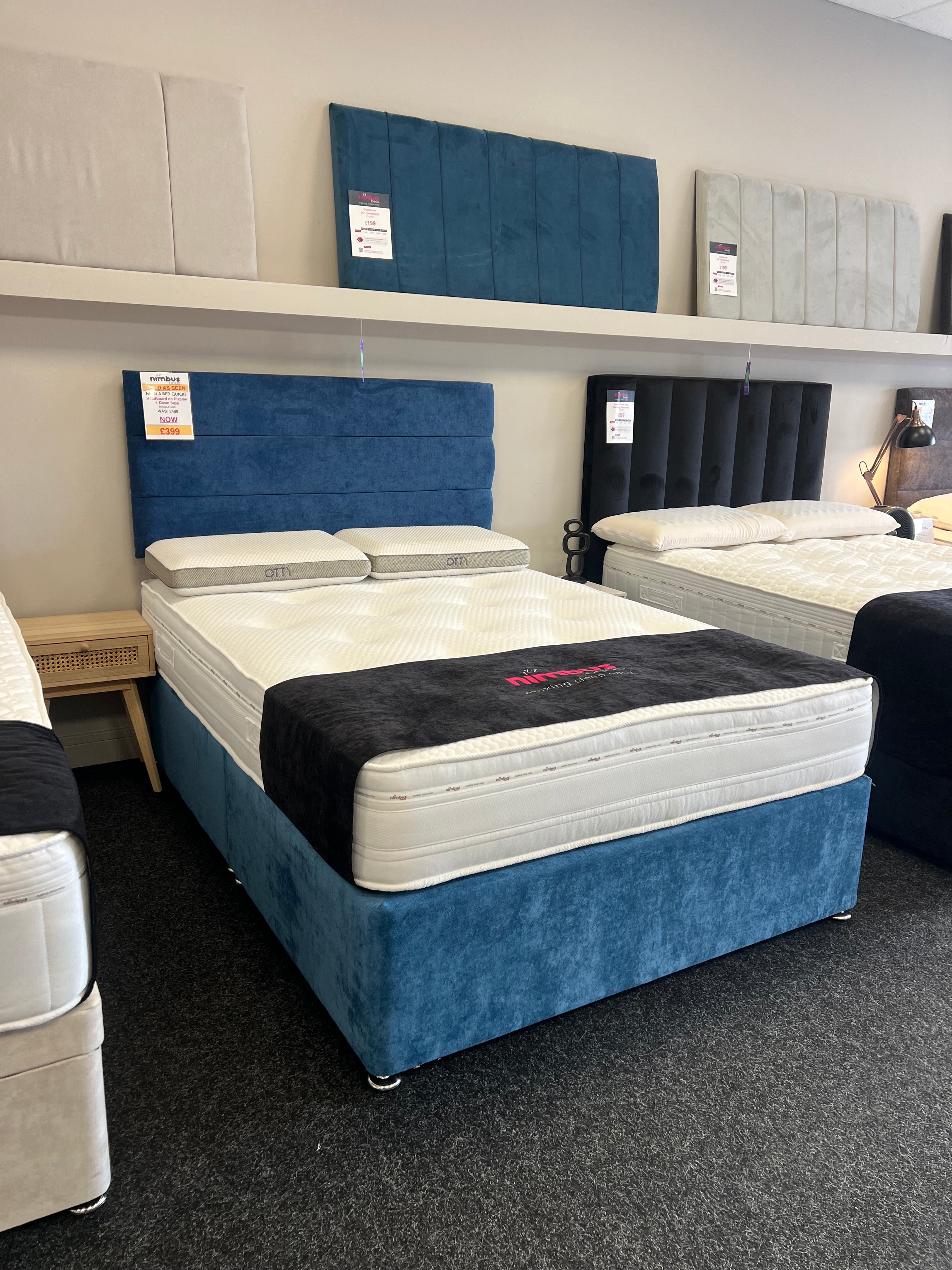 Double Banbury Divan Bed - Naples Blue - EX DISPLAY