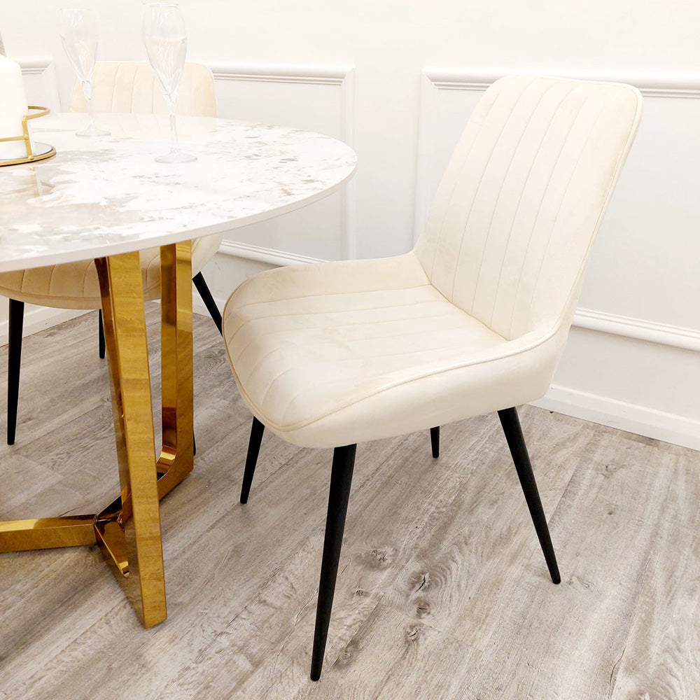 2026 Dido Velvet Dining Chair in Cream