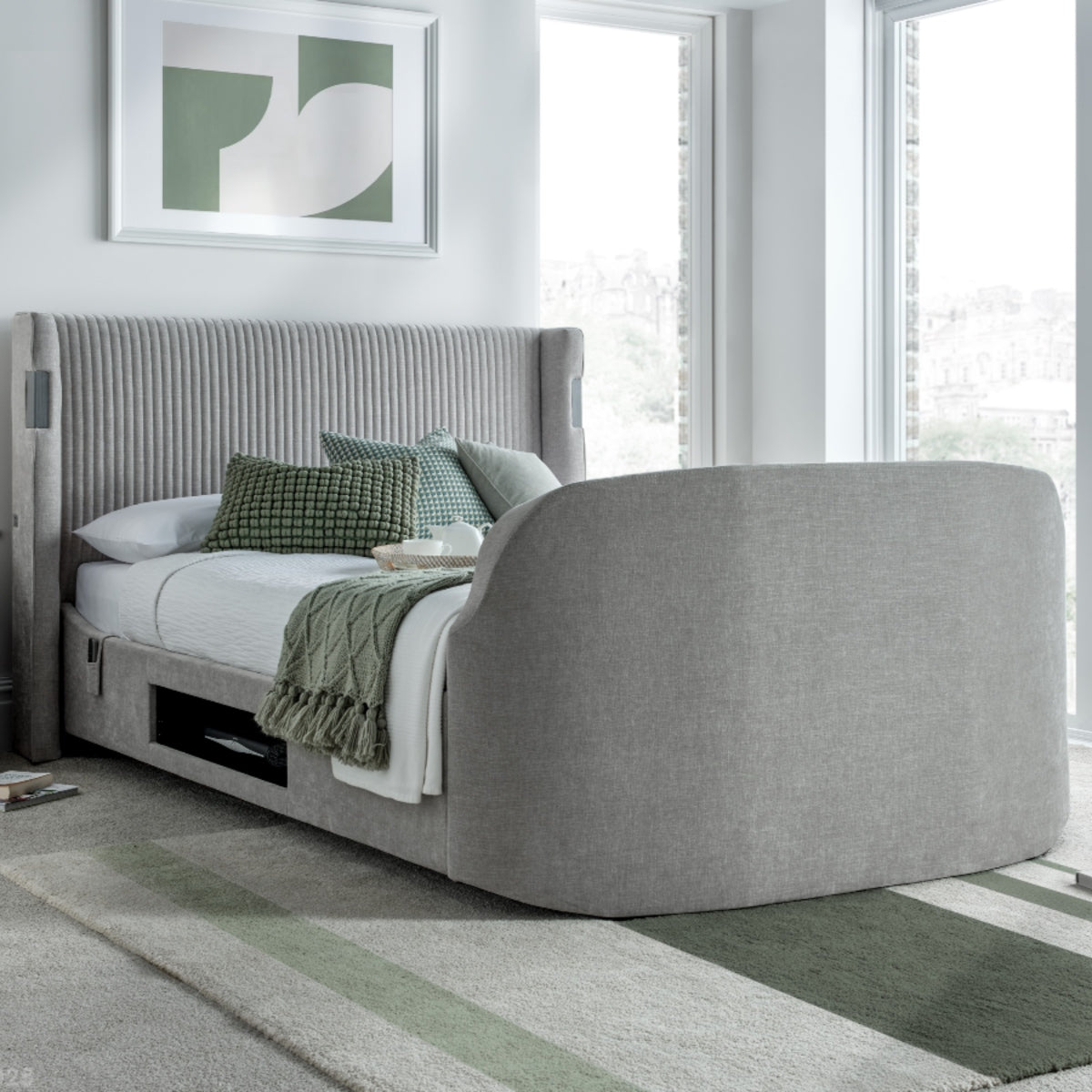 2026 Daphne TV Ottoman Storage Bed in Grey