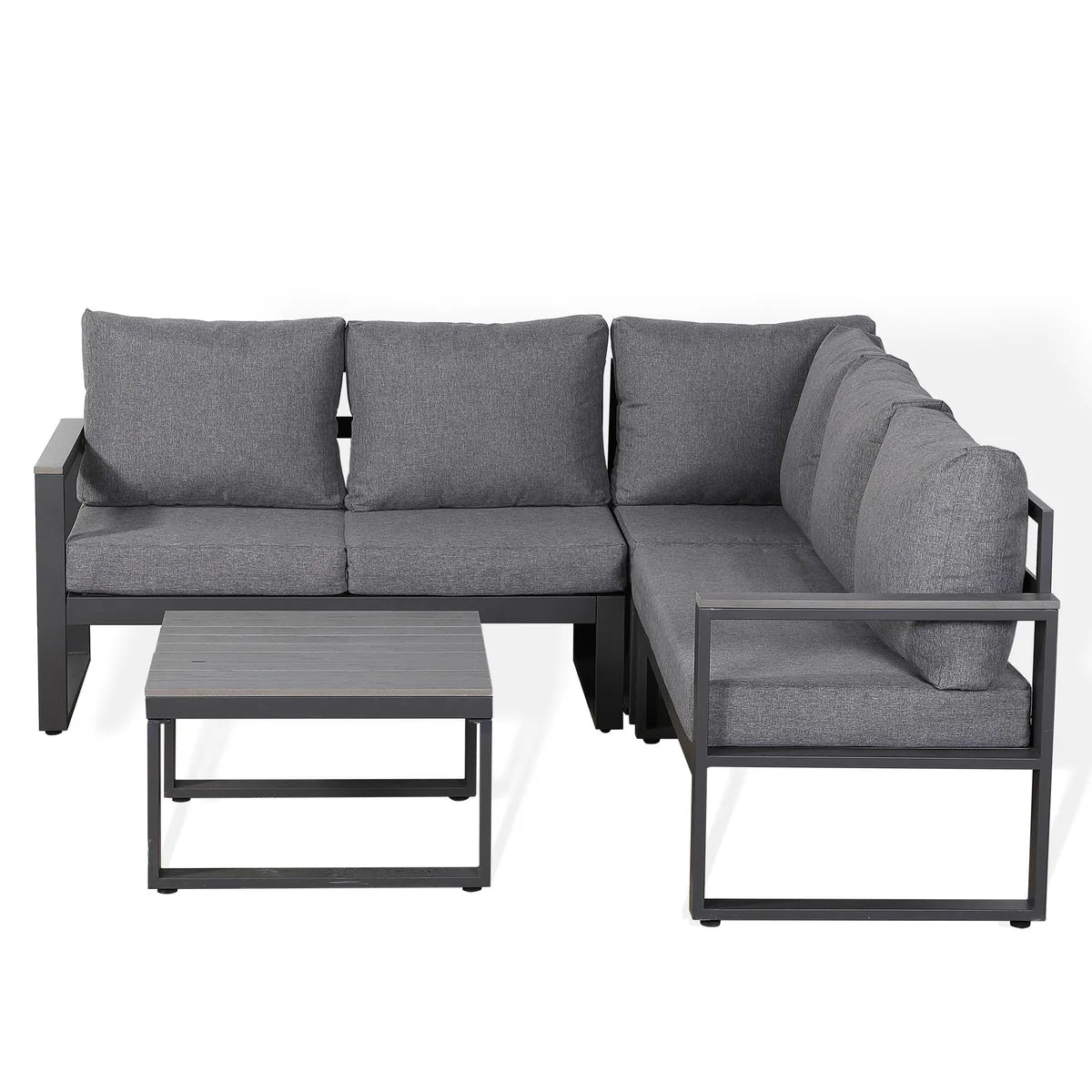 2026 Cadiz Square Corner Set Charcoal Aluminium Frame With Charcoal Cushions Outdoor Garden Furniture