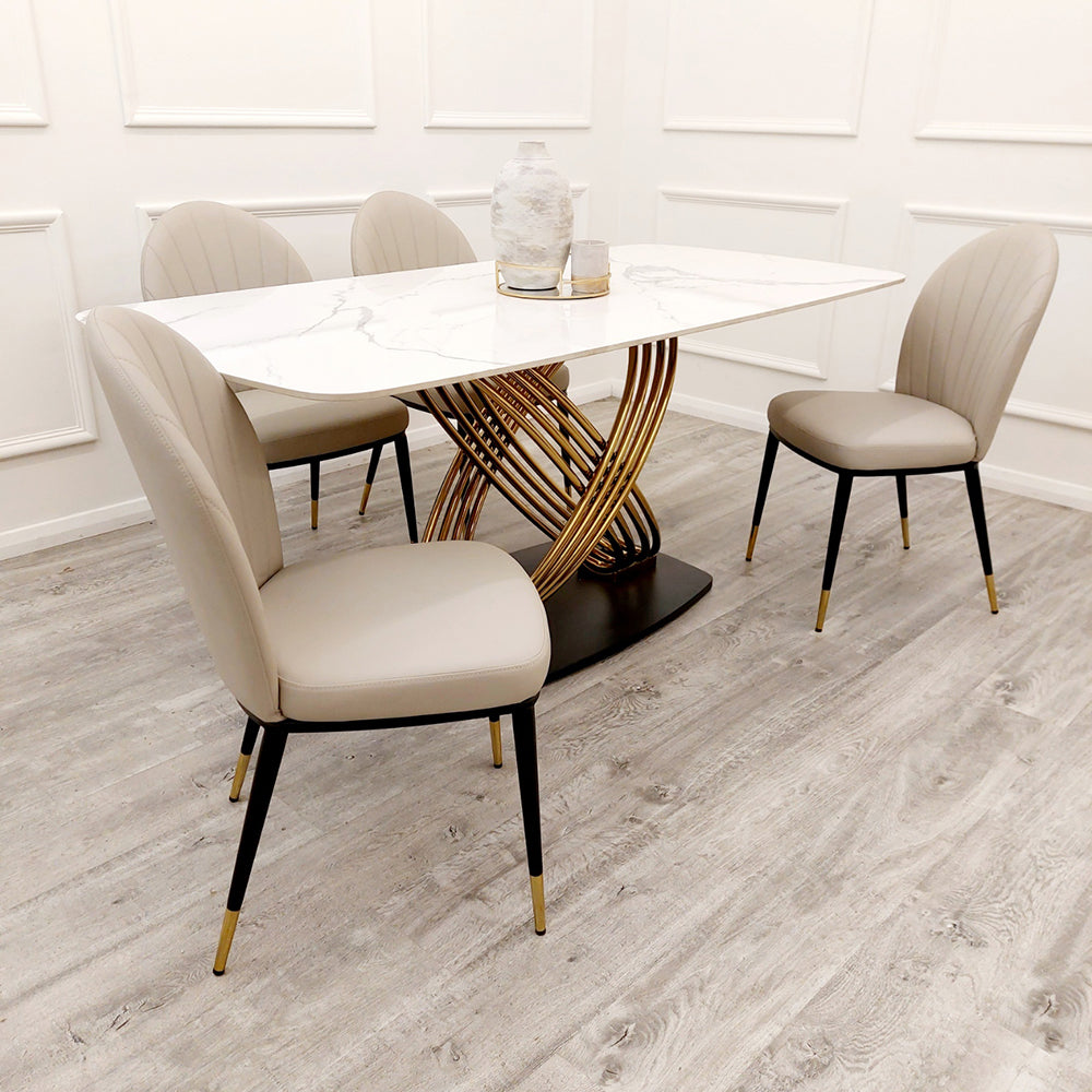 2026 Etta Leather Dining Chair in Beige