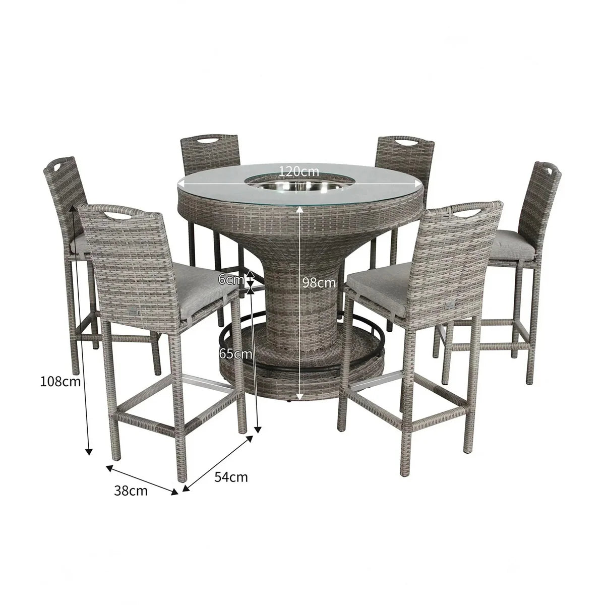 2026 Ashford Aluminium frame Round Bar Set with Ice Bucket in Stone Brown Grey Weave