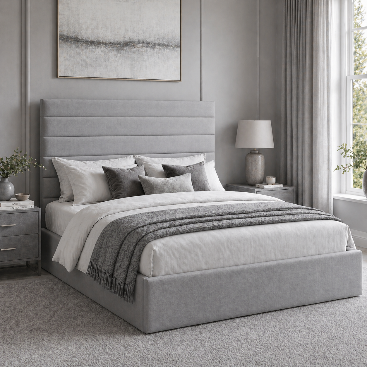 2026 Marbella Fabric Bed Frame with Optional Lift Up Ottoman Storage
