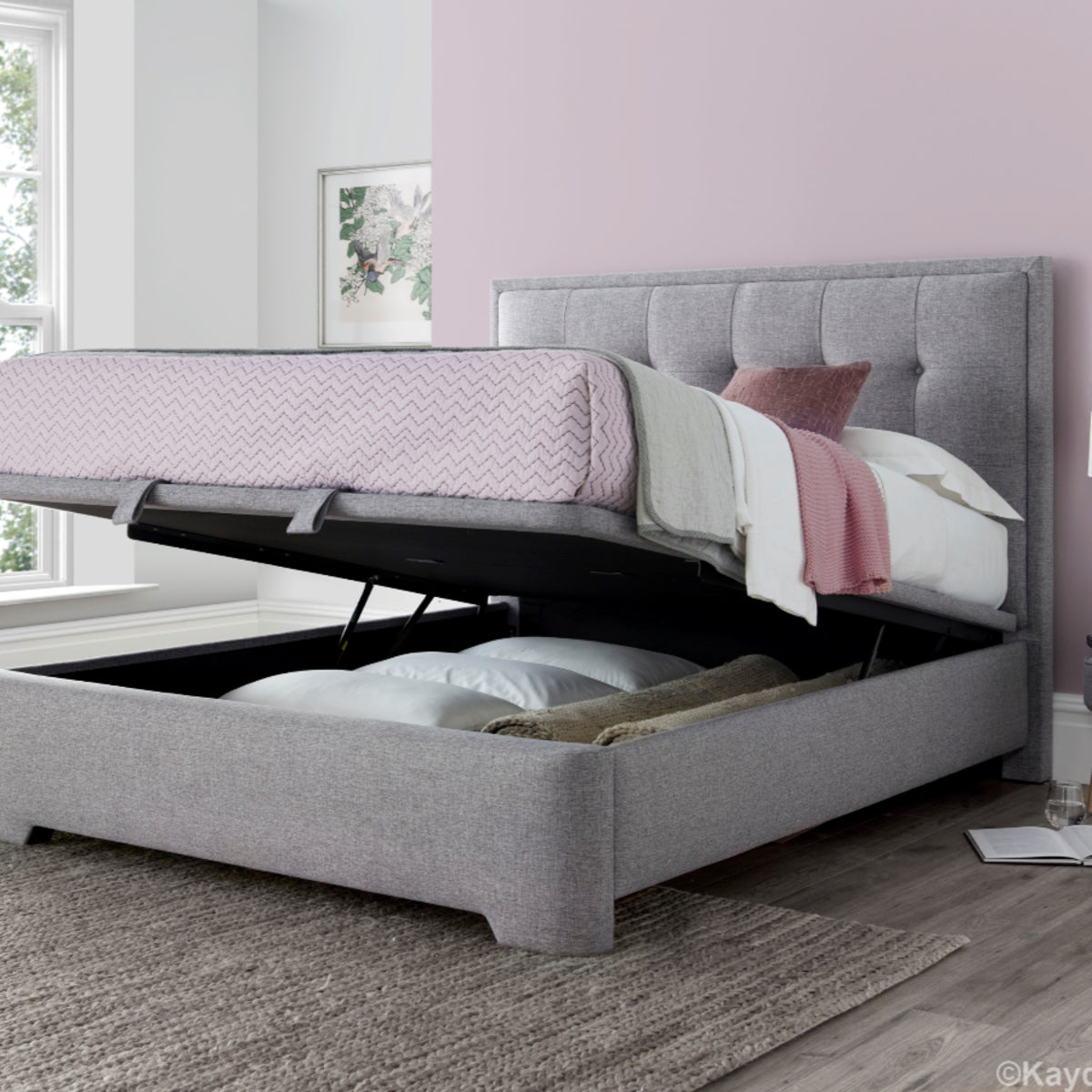 2026 Fraser Ottoman Storage Bed in Grey