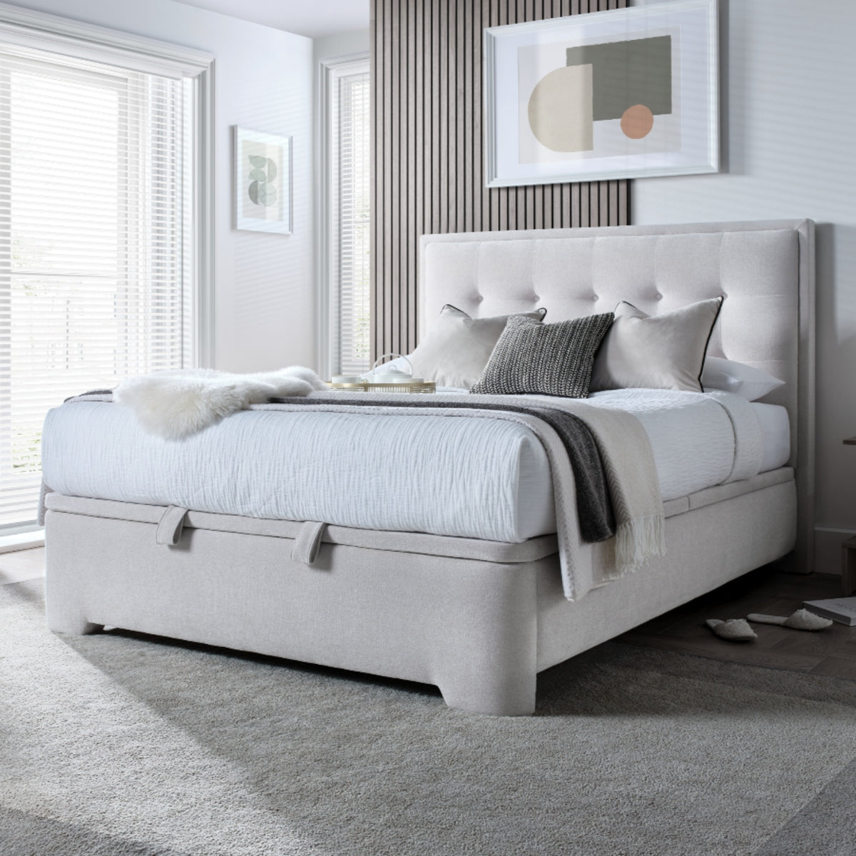 2026 Fraser Ottoman Storage Bed in Masket Clay