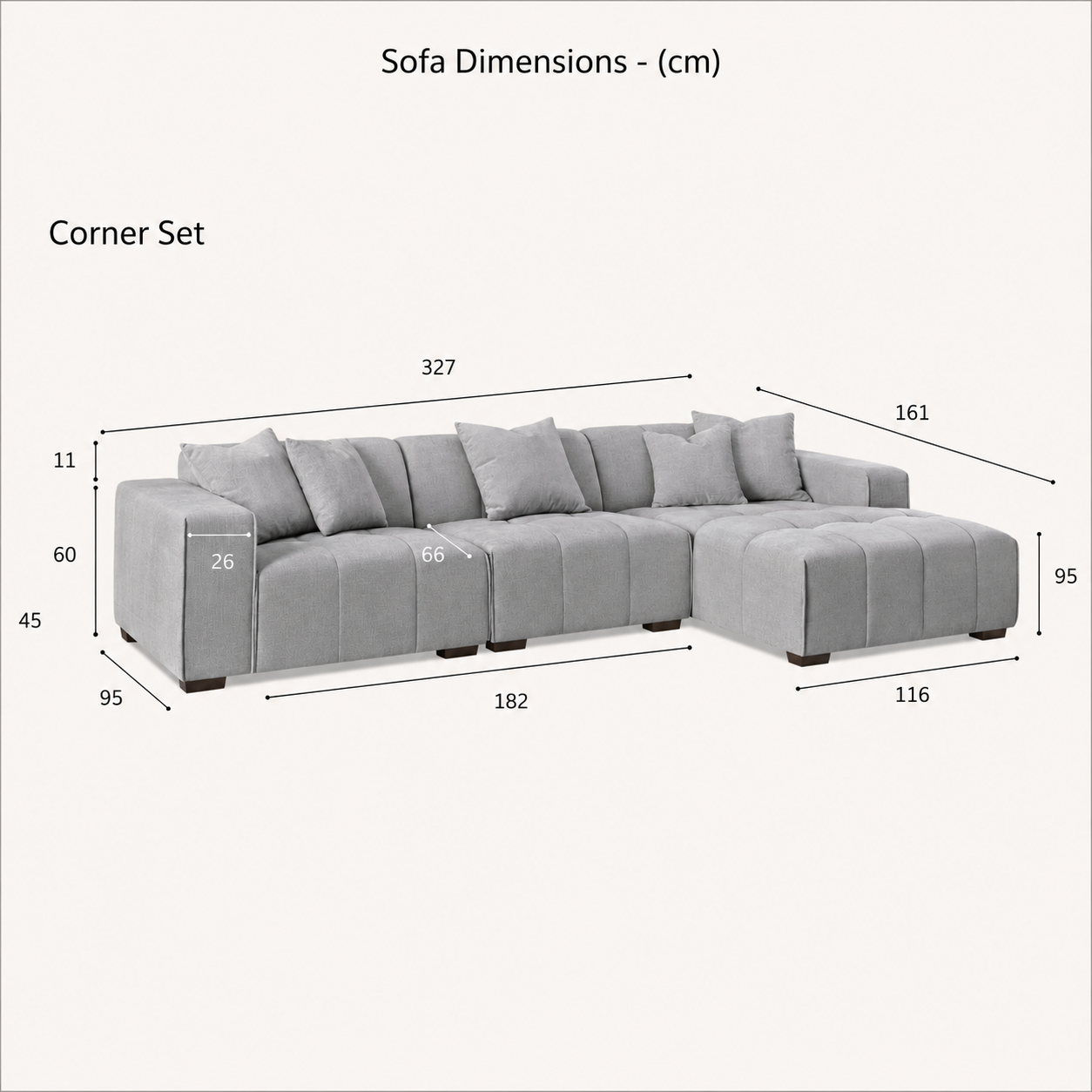 2026 Hugo Corner Sofa - Right Hand - Cloudy Grey Boucle