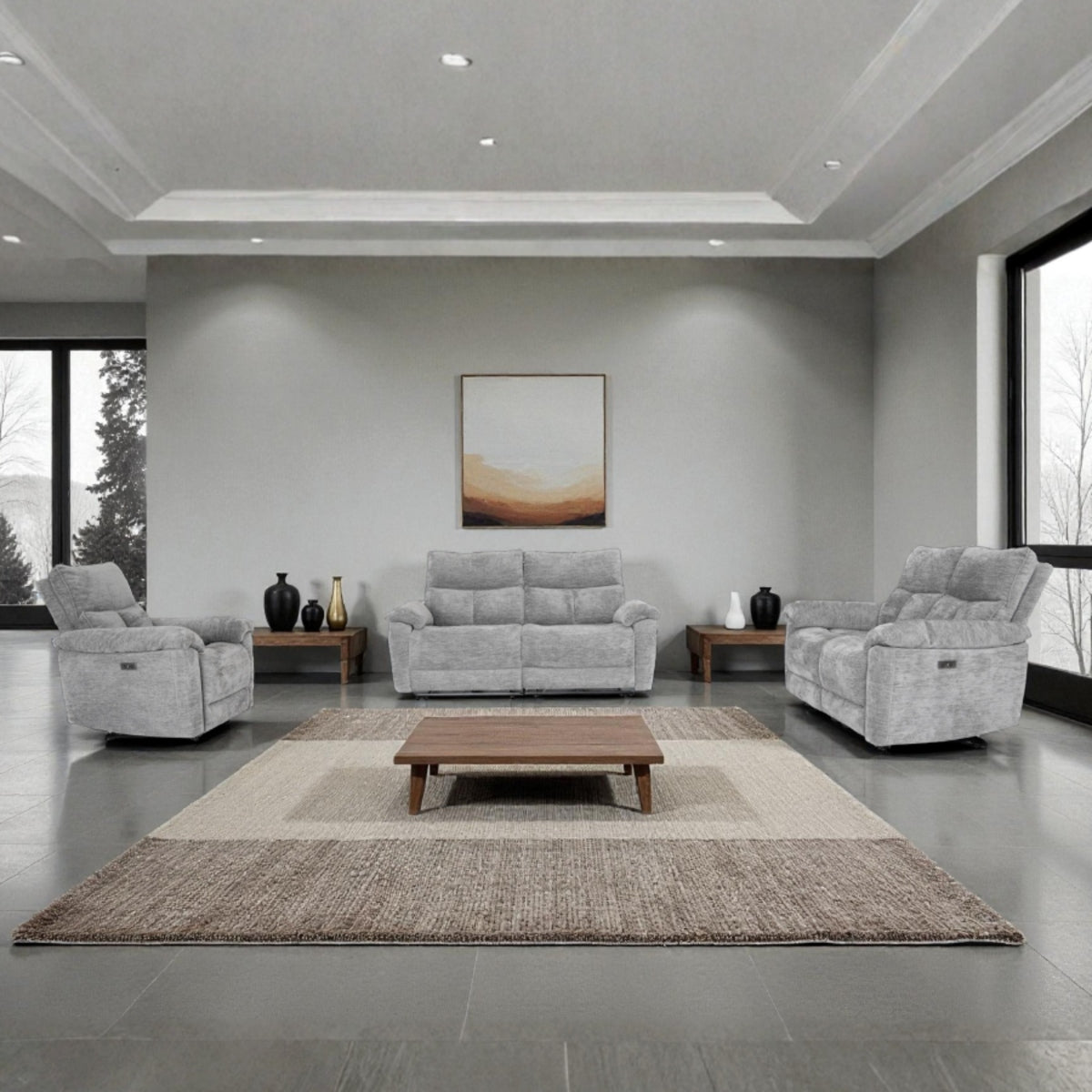 2026 Kyla 3 Seater, 2 Seater & Chair Sofa In Lucie Dove - Nimbus Beds