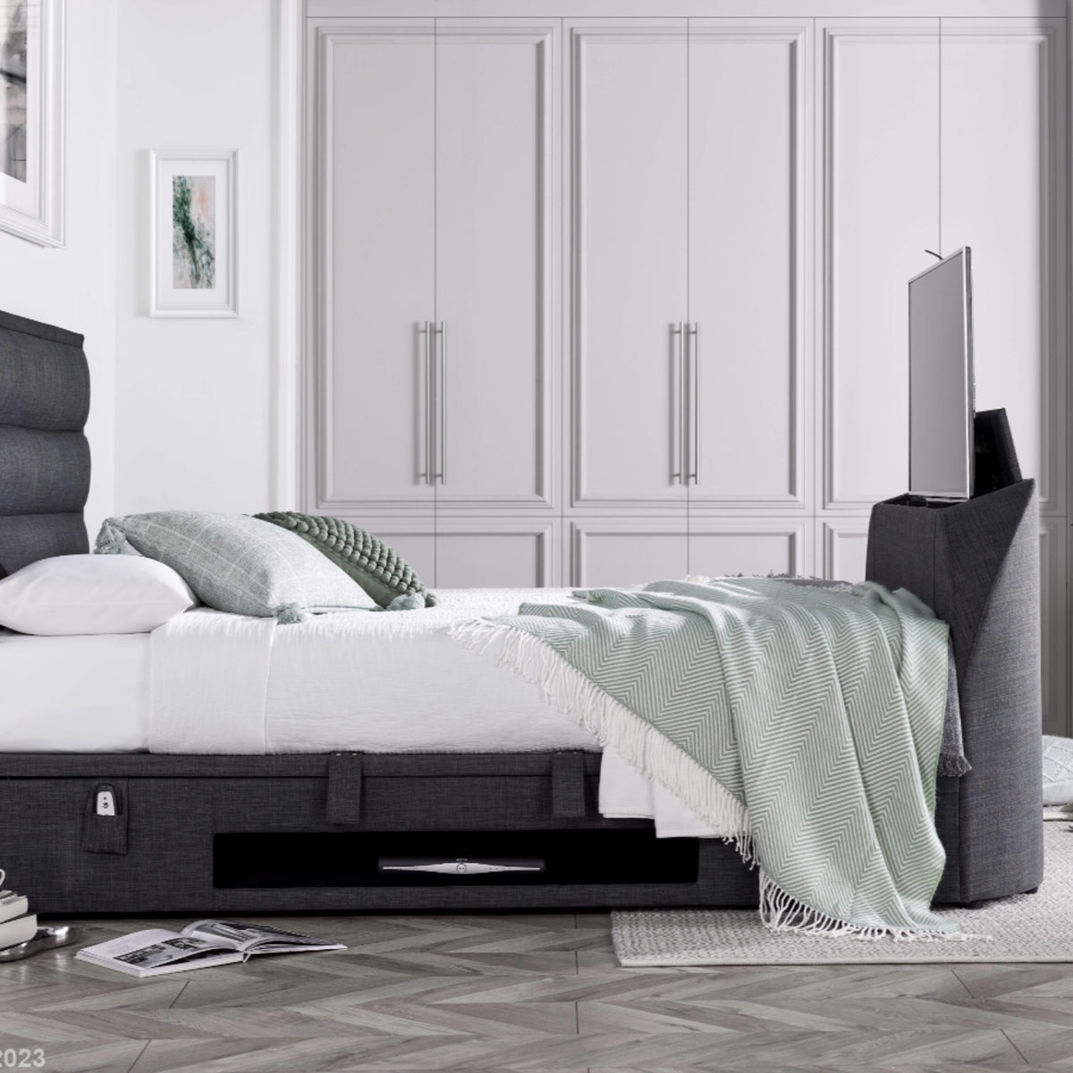 2026 KYRA TV Ottoman Storage Bed in Slate