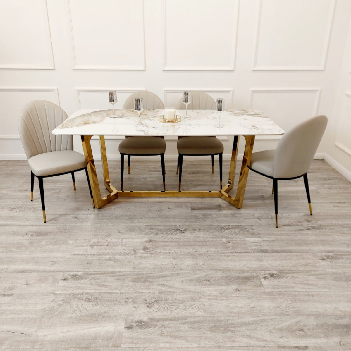 2026 Lucien 1.8 Gold Dining Table with Pandora Gold Sintered Stone Top