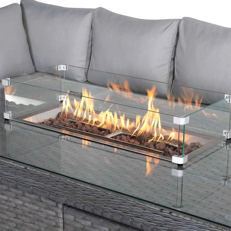 2026 Caprila Corner Outdoor Garden Dining Set with Firepit Table - Nimbus Beds