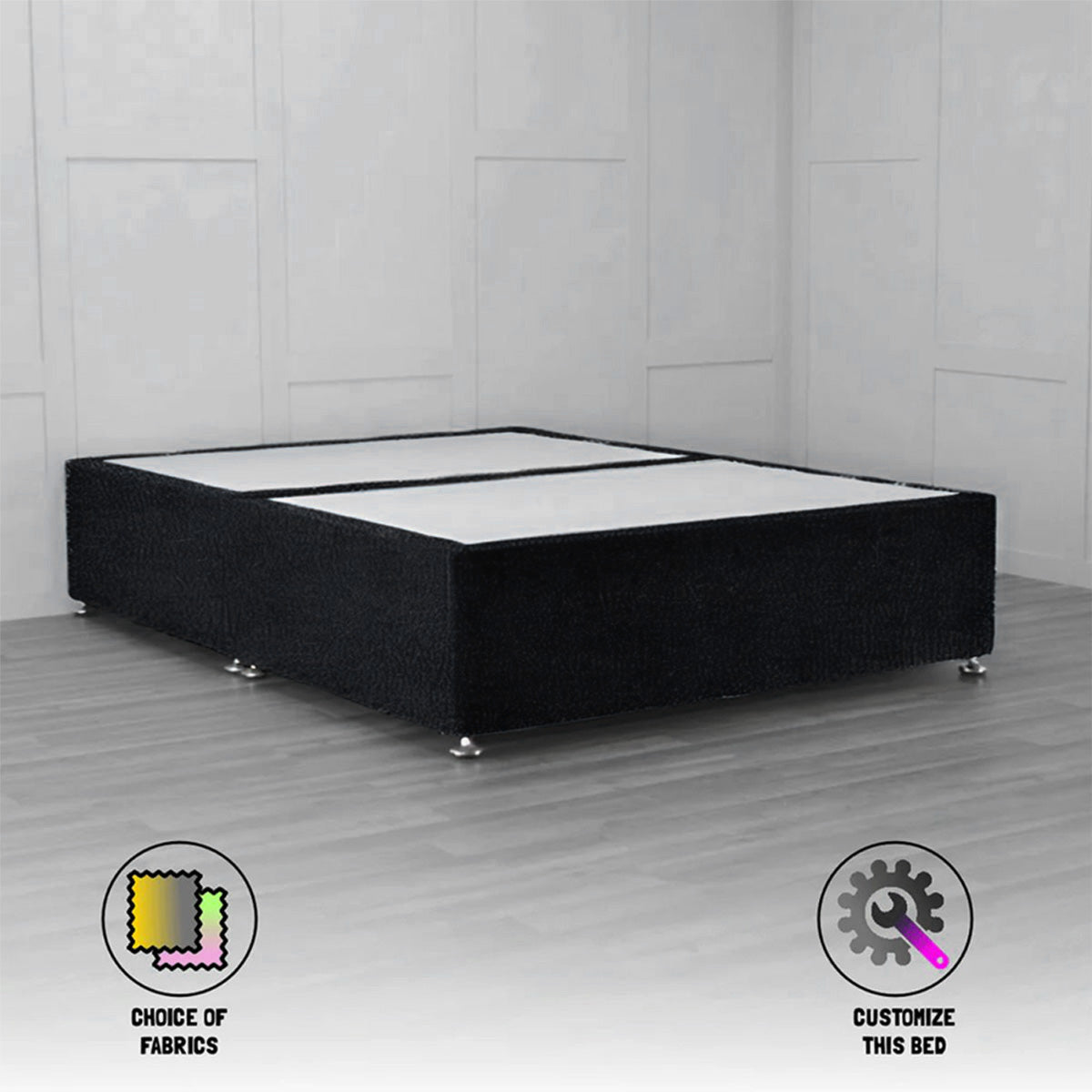 Padded Divan Base testing variants with storage - Nimbus Beds