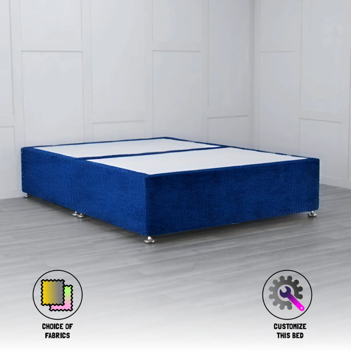 Padded Divan Base testing variants with storage - Nimbus Beds
