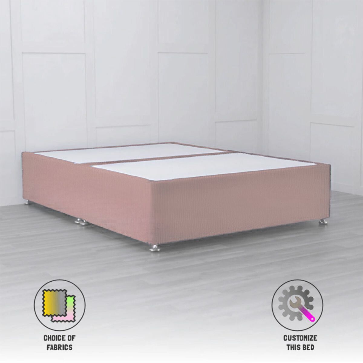 Padded Divan Base testing variants with storage - Nimbus Beds