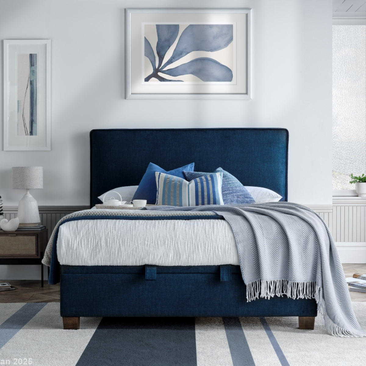 2026 Noreen Ottoman Storage Bed in Blue