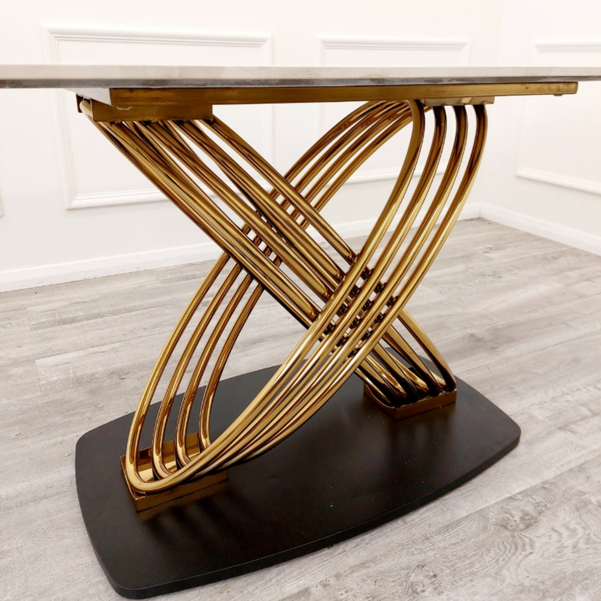 2026 Orion Gold 1.8 Dining Table with Polar White Sintered Stone Top