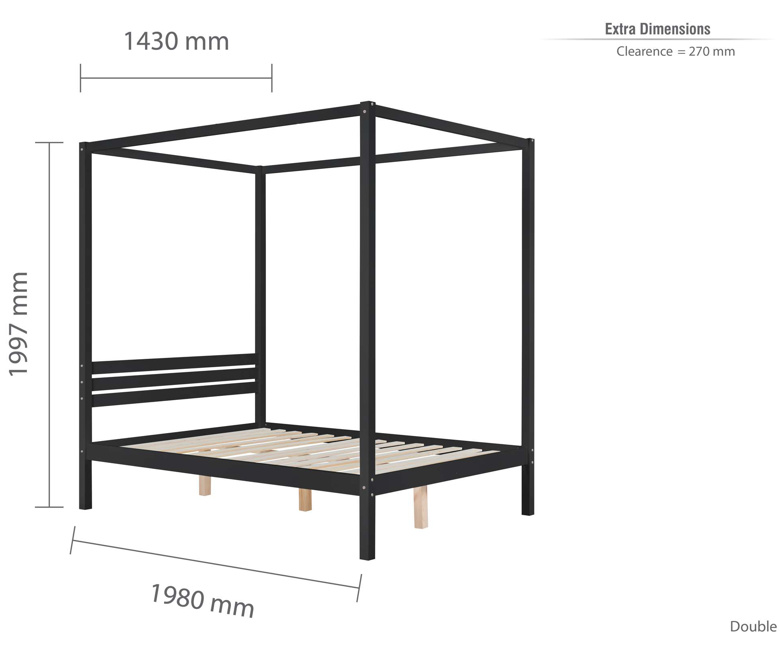 Modern 4-Poster Bed Black - Nimbus Beds