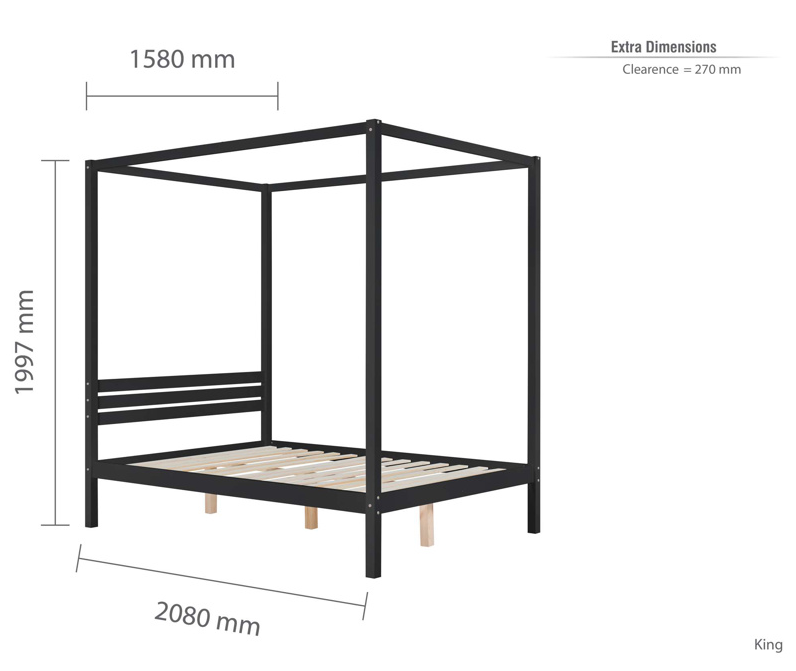 Modern 4-Poster Bed Black - Nimbus Beds