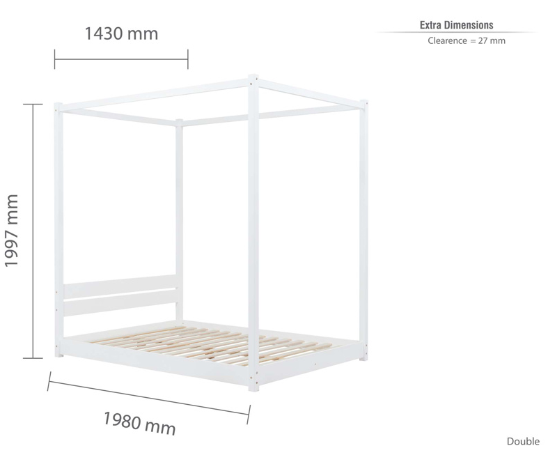 Modern LOW 4-Poster Bed White - Nimbus Beds
