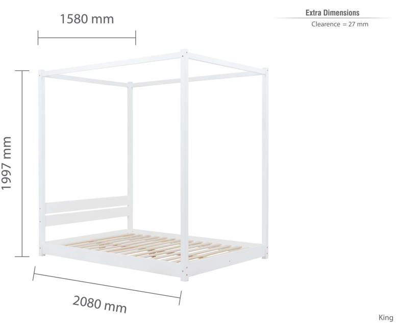 Modern LOW 4-Poster Bed White - Nimbus Beds