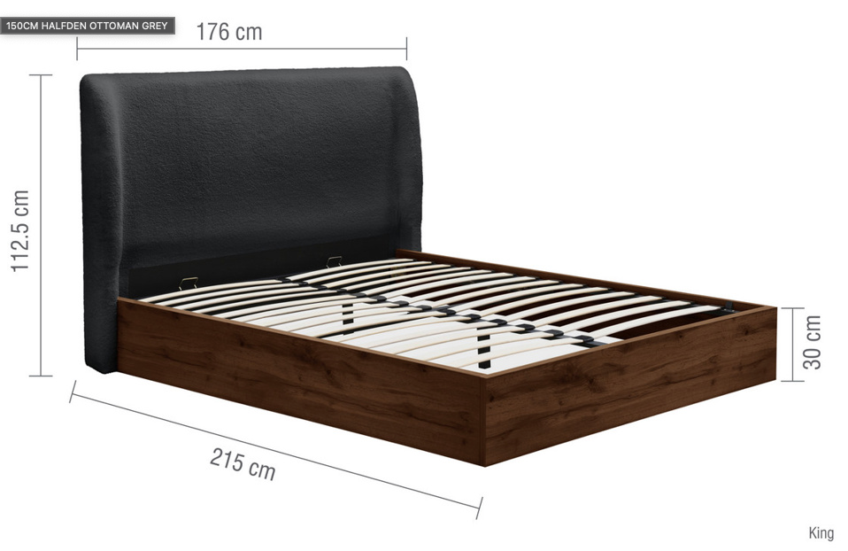 Zanden OTTOMAN Grey+Walnut - Nimbus Beds