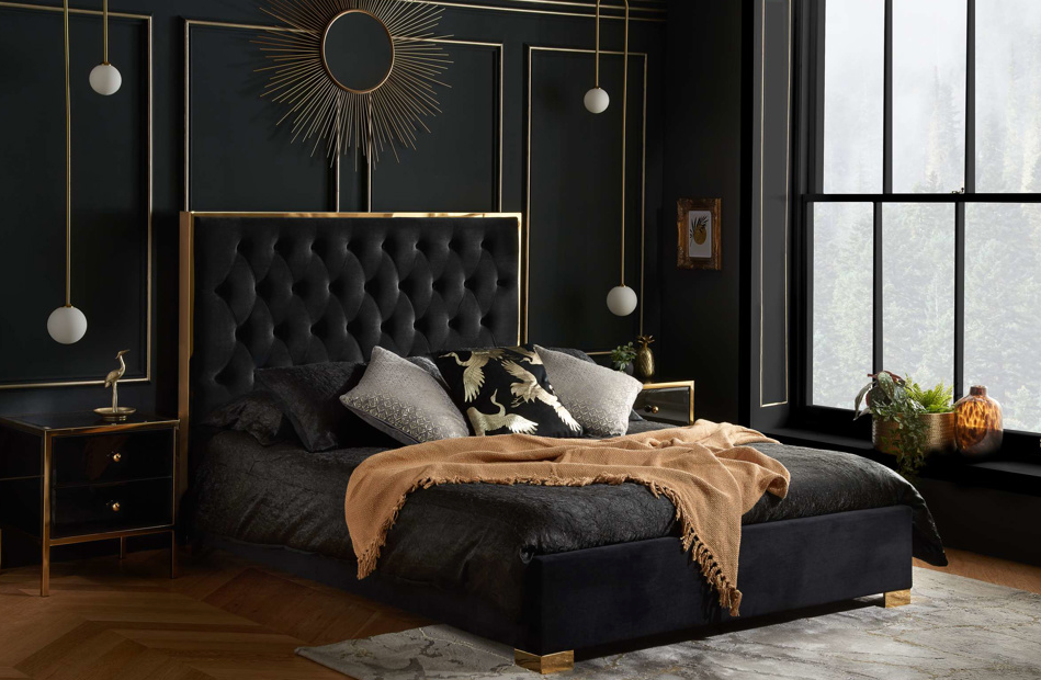 Carys Bed BLACK+Luxury Gold Trim - Nimbus Beds