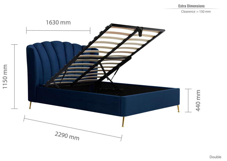 Fan OTTOMAN Midnight Blue+Metal Feet - Nimbus Beds