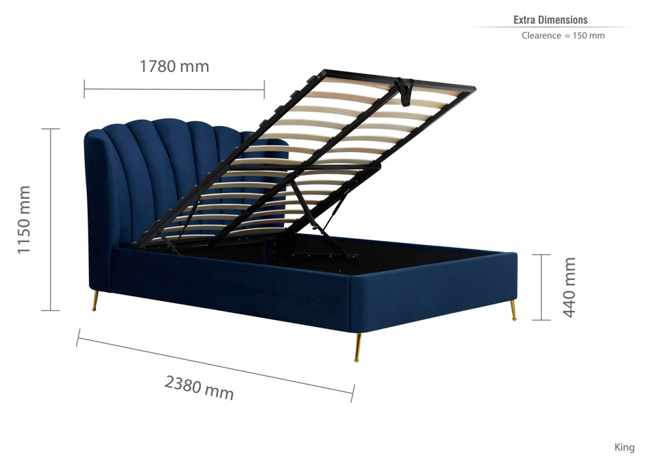 Fan OTTOMAN Midnight Blue+Metal Feet - Nimbus Beds
