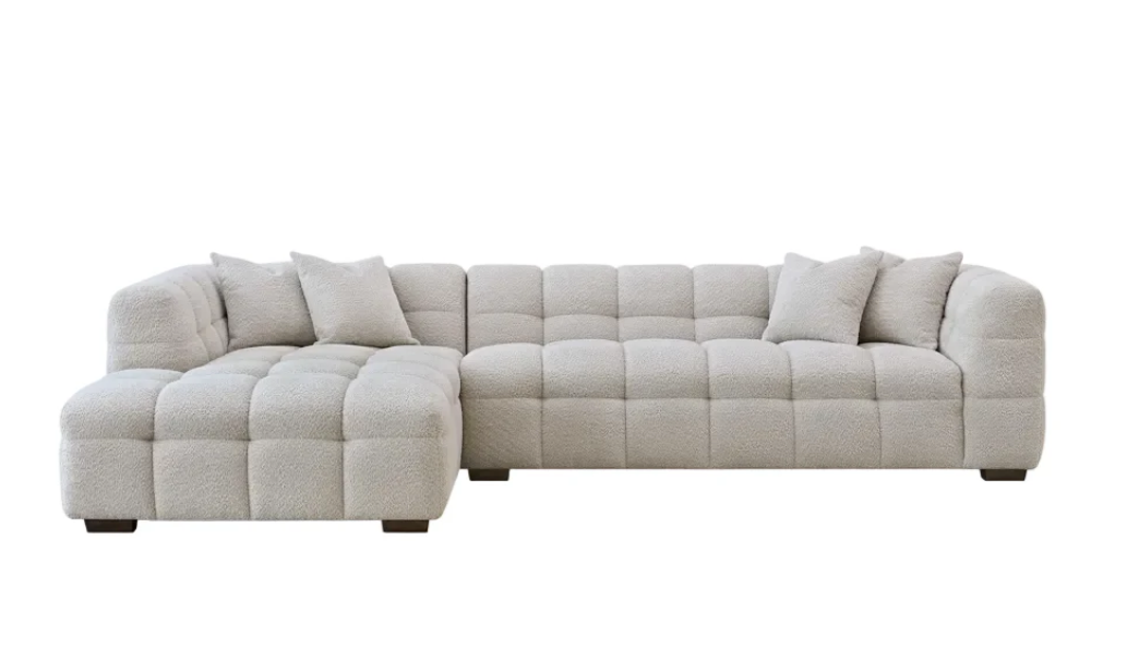 Poppy Left or Right Hand Luxury Corner Sofa in Oatmeal Boucle - Nimbus Beds