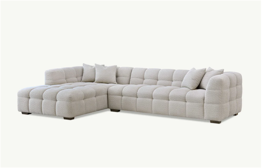 Poppy Left or Right Hand Luxury Corner Sofa in Oatmeal Boucle - Nimbus Beds