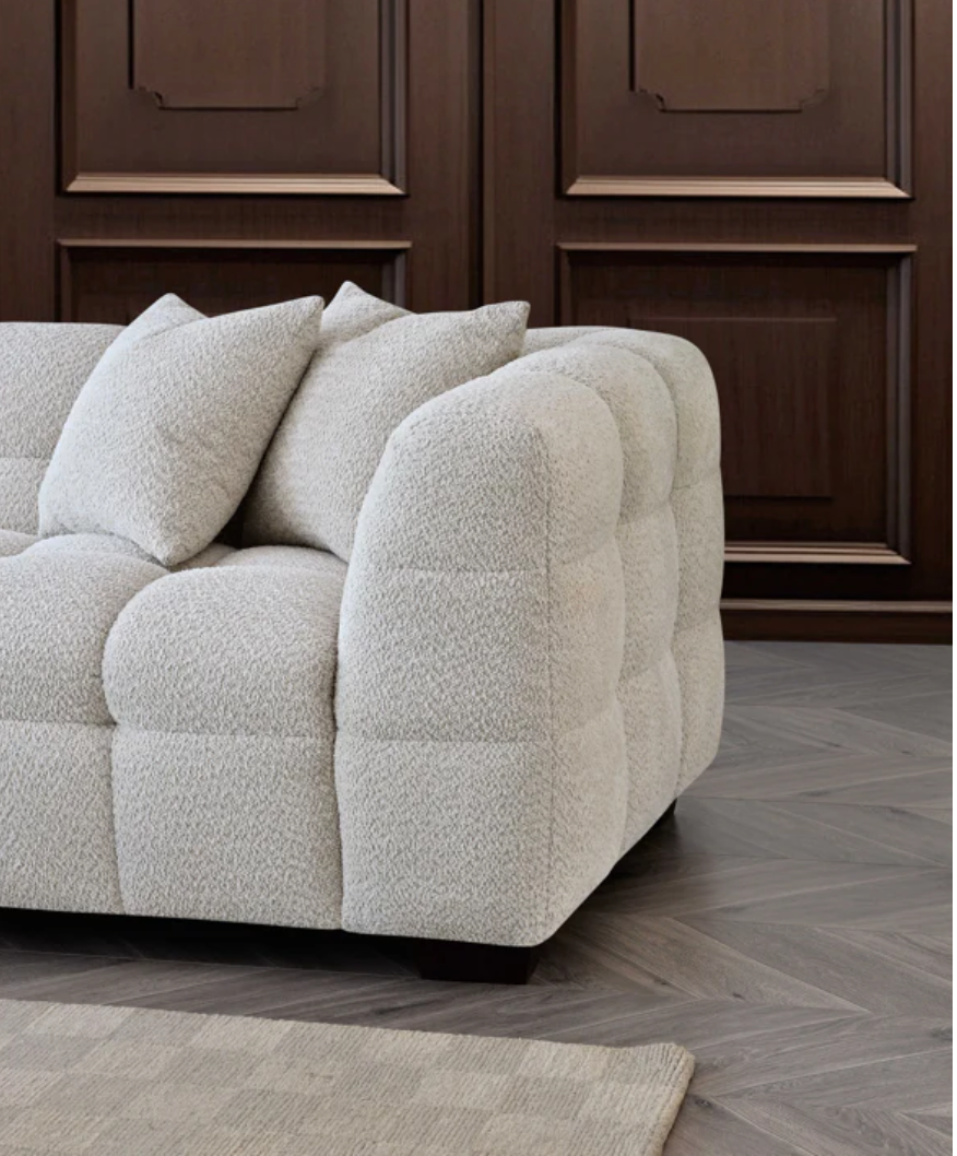 Poppy Left or Right Hand Luxury Corner Sofa in Oatmeal Boucle - Nimbus Beds