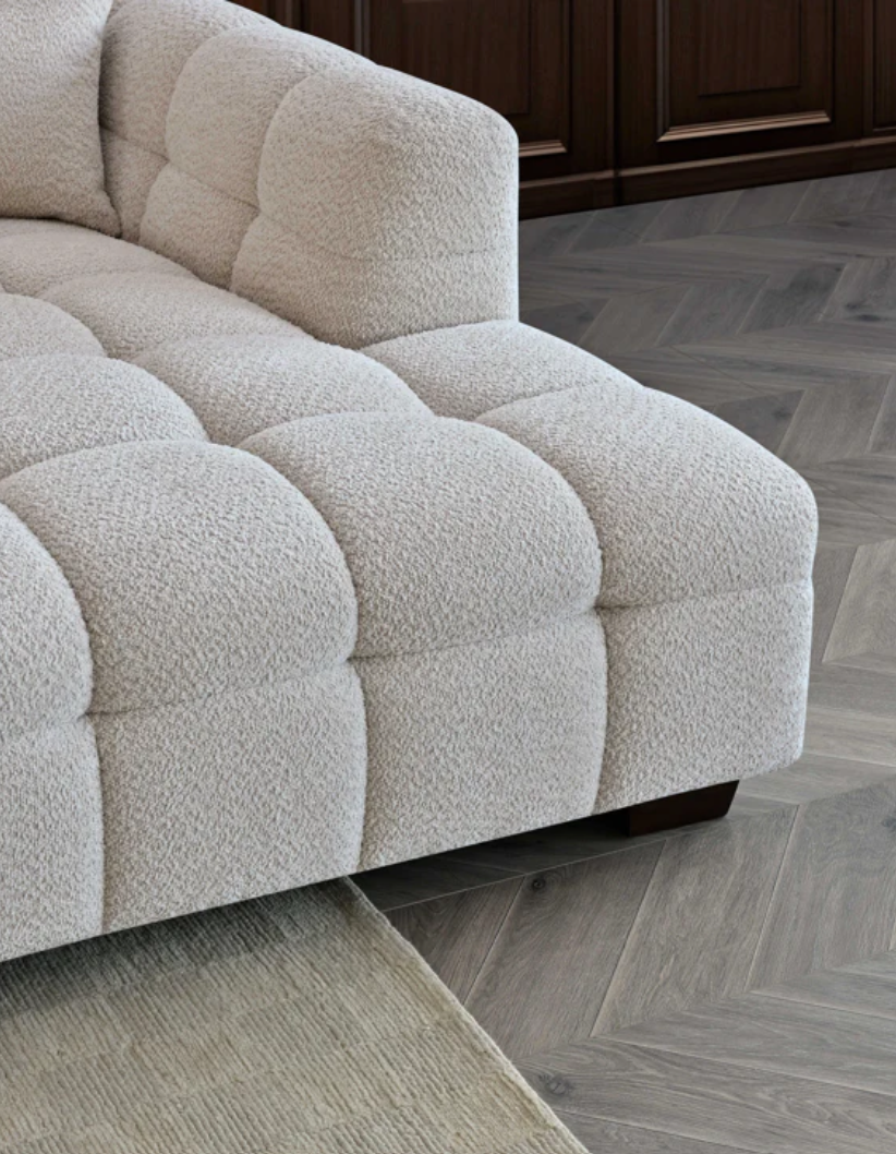 Poppy Left or Right Hand Luxury Corner Sofa in Oatmeal Boucle - Nimbus Beds