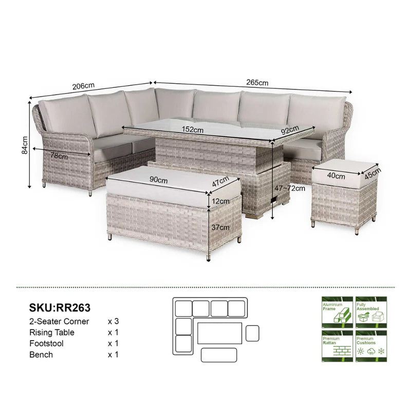2026 Paris Large Corner Sofa Set with Rising Table (Left Hand) - Nimbus Beds