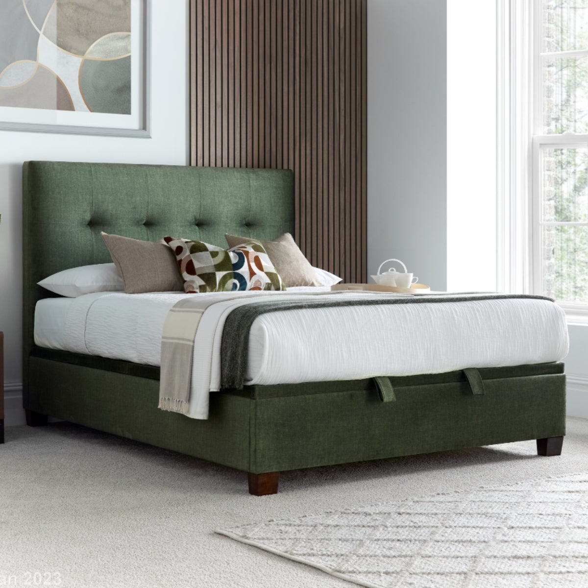 2026 Wallace Ottoman Storage Bed in Winter Moss