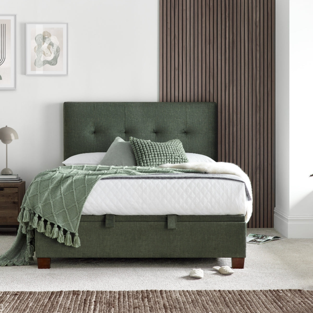 2026 Wallace Ottoman Storage Bed in Winter Moss