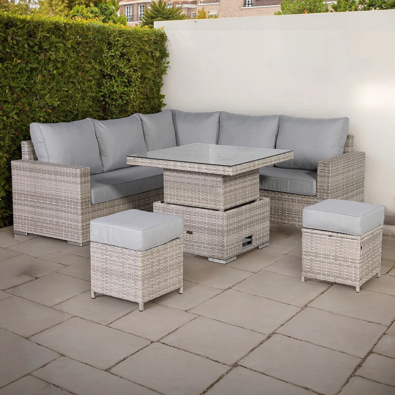 2026 Torini Square Dining Outdoor Garden Set with Rising Table - Nimbus Beds