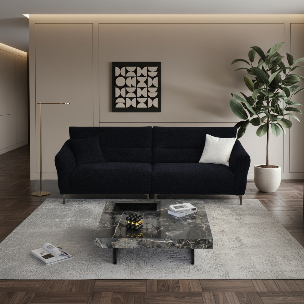 2026 Athens 4 Seater Sofa - Black Lux Boucle