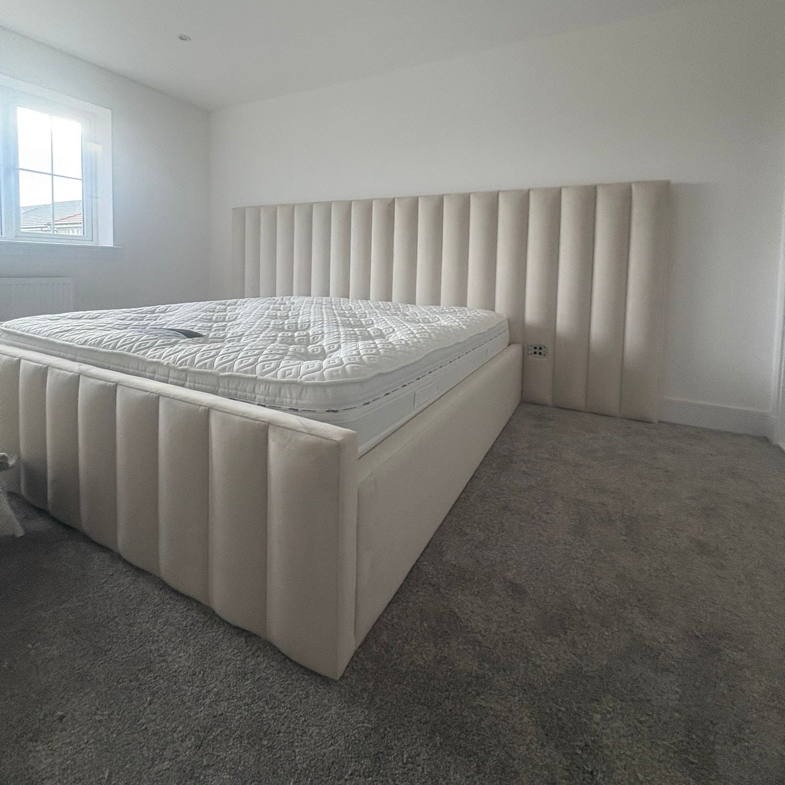 2026 Louis Luxe Bed Frame with extra width headboard - Optional lift up ottoman storage - Nimbus Beds