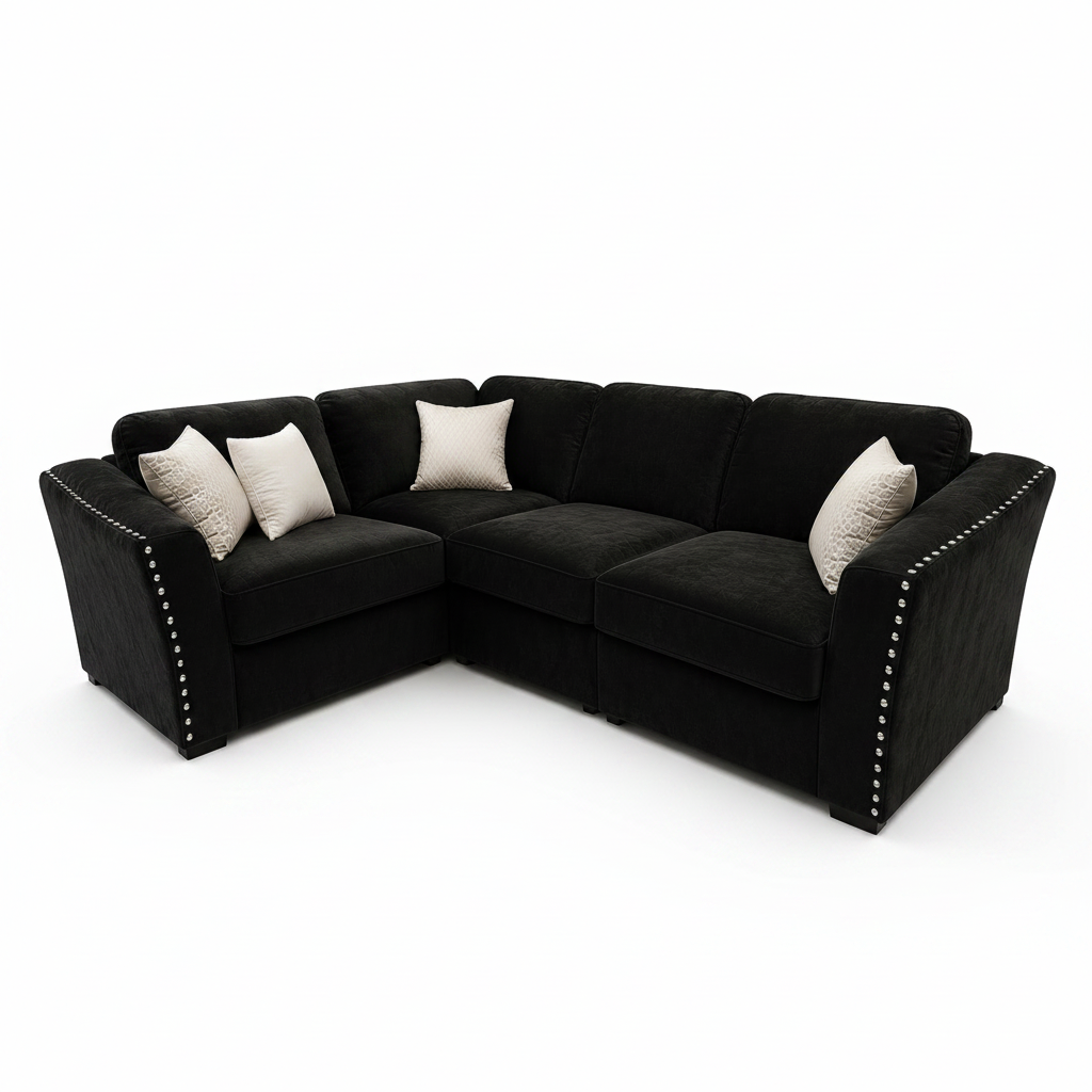2026 Larkhall 4 piece Corner Sofa - Ebony Black - Nimbus Beds