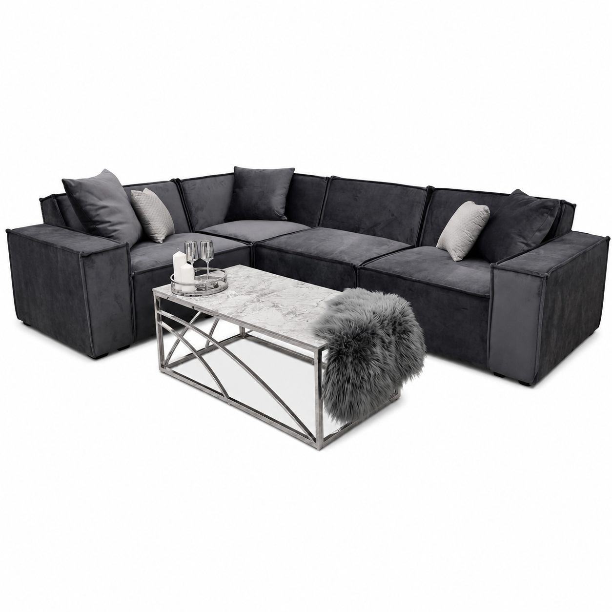 2026 Meigle Corner Sofa - Steel Grey - Nimbus Beds