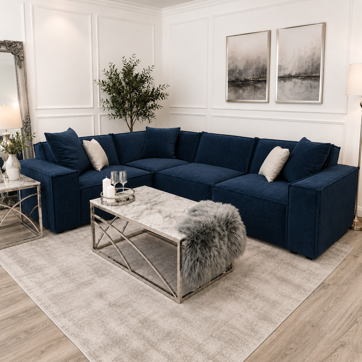 2026 Meigle Corner Sofa - Navy Blue - Nimbus Beds