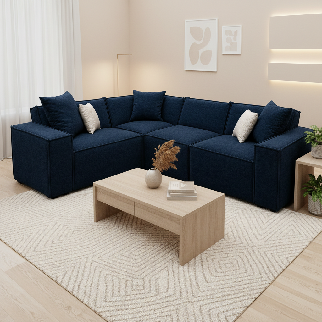 2026 Meigle Corner Sofa - Navy Blue - Nimbus Beds