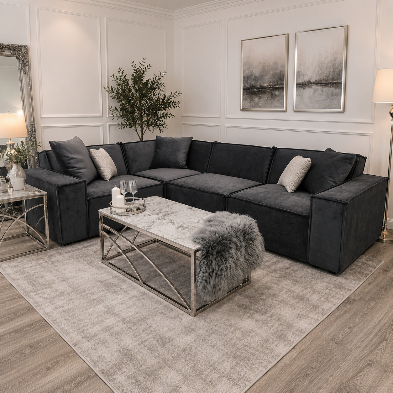 2026 Meigle Corner Sofa - Steel Grey - Nimbus Beds