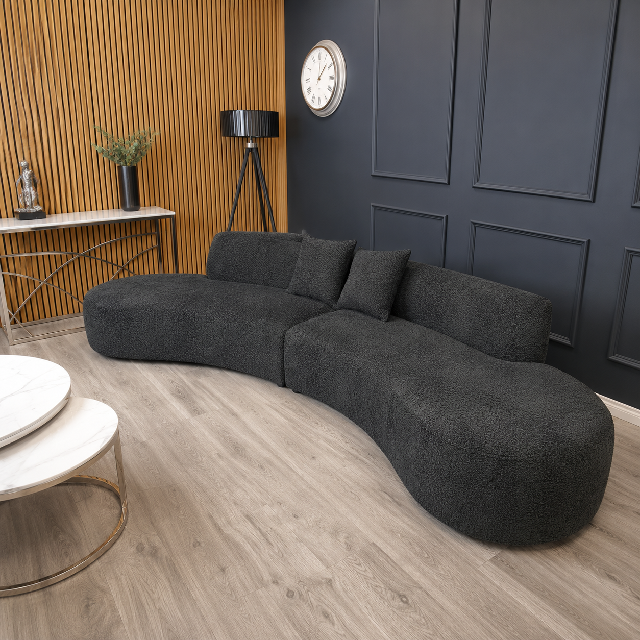 2026 Melrose Curved Sofa - Black - Nimbus Beds
