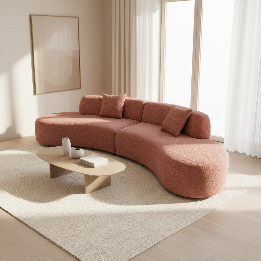2026 Melrose Curved Sofa - Blush - Nimbus Beds