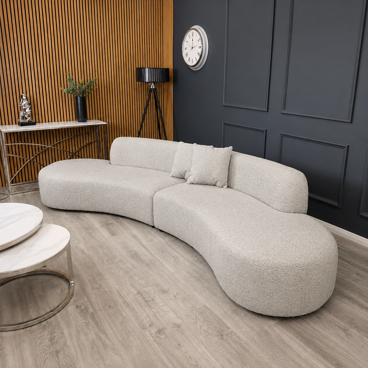 2026 Melrose Curved Sofa - Silver Grey - Nimbus Beds