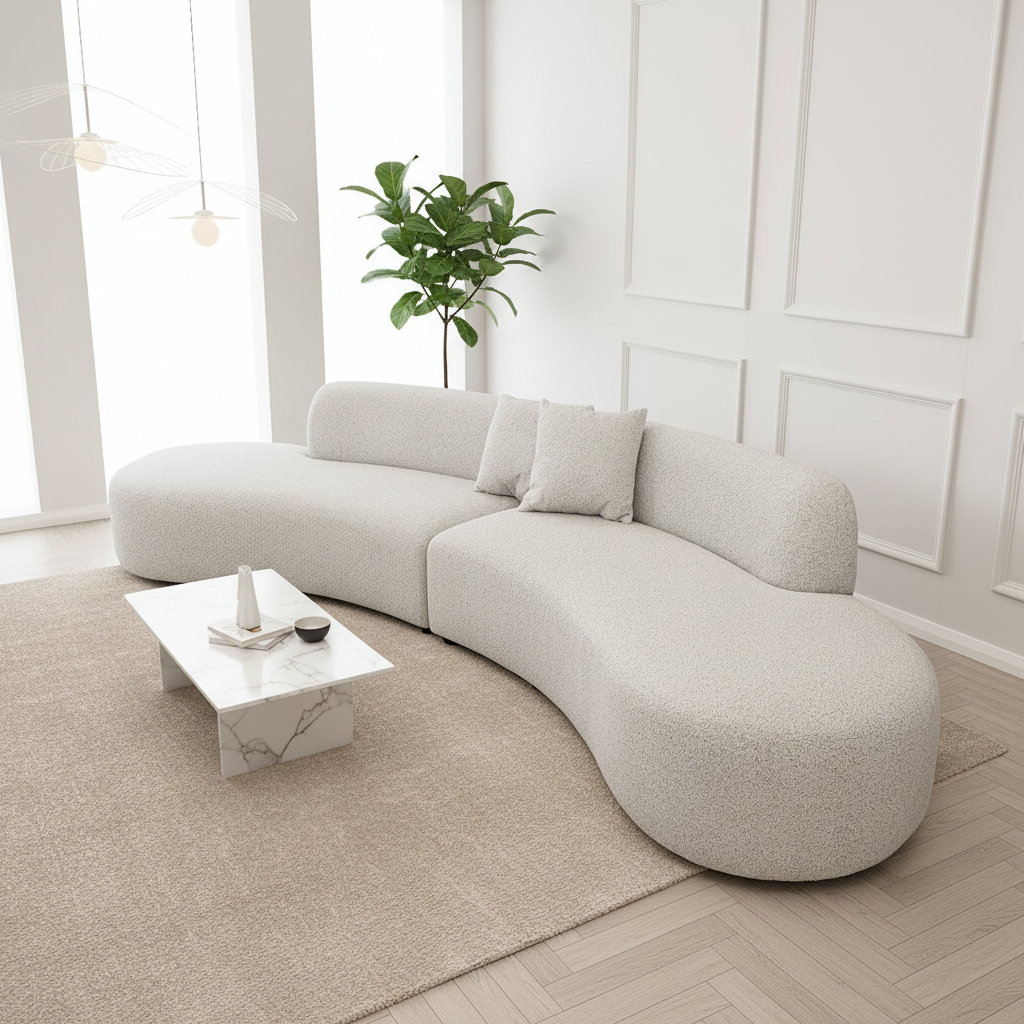 2026 Melrose Curved Sofa - Silver Grey - Nimbus Beds